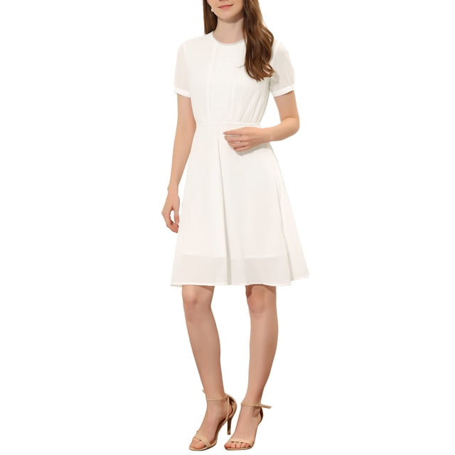 INSPIRE CHIC Vestido Casual de Encaje Flowy para Mujer en Color Blanco S