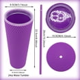 thumbnail image 4 of Aquaphile Plastic Matte Studded Tumbler with Lid and Straw Reusable BPA Free Iced Coffee Cups Double Wall Smoothie Cup,Violet, 4 of 5