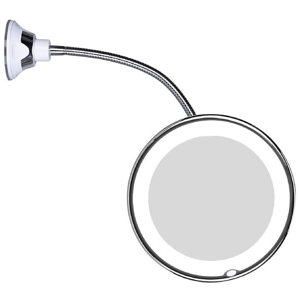 Flexible Gooseneck LED Lighted 10X Magnifying Makeup Mirror with Power