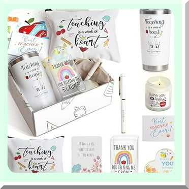Teacher's Treasures Gift Set - 10 PCS Tumbler & Cosmetic Bag Combo. Perfect Back to School Appreciation Gifts for Women Educators.