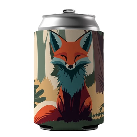 Fox in Forest Woodland Wilderness Drink Beer Soda Insulated Sleeve Holder Can Cooler Hugger