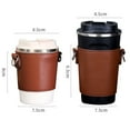 thumbnail image 5 of harmtty Cup Holder Bag Detachable Heat Resistant Anti-scalding Adjustable Portable Strap Hand-Carrying Faux Leather Coffee Beverage Cup Sleeve Handbag Outdoor Supplies, 5 of 7
