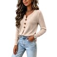 thumbnail image 2 of WUSUOWEI Women'S Sweatshirts V-Neck Knitted Blouse Long Sleeve Loose Front Design Womens Casual Daily Top S, 2 of 7