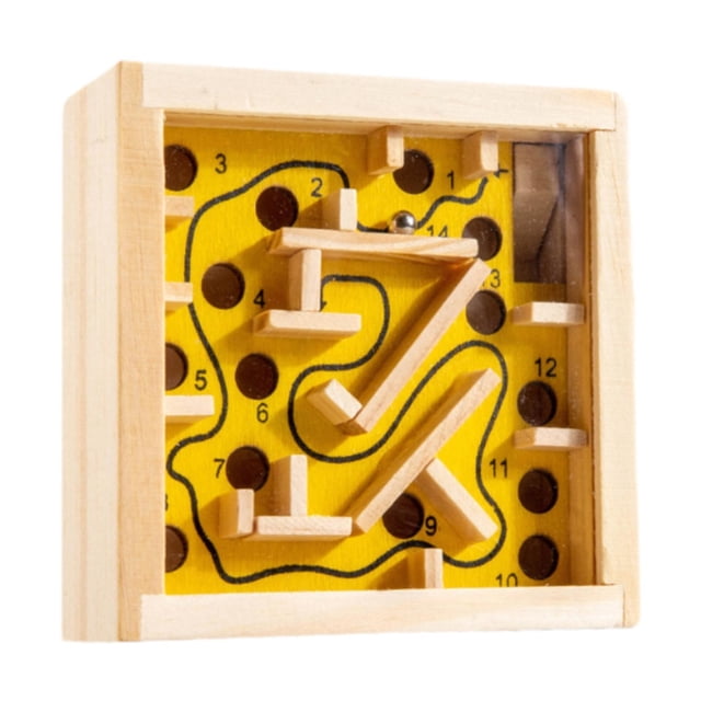 Juego de mesa de laberinto de madera, tablero de actividades, equilibrio, juguete educativo, rompecabezas Amarillo