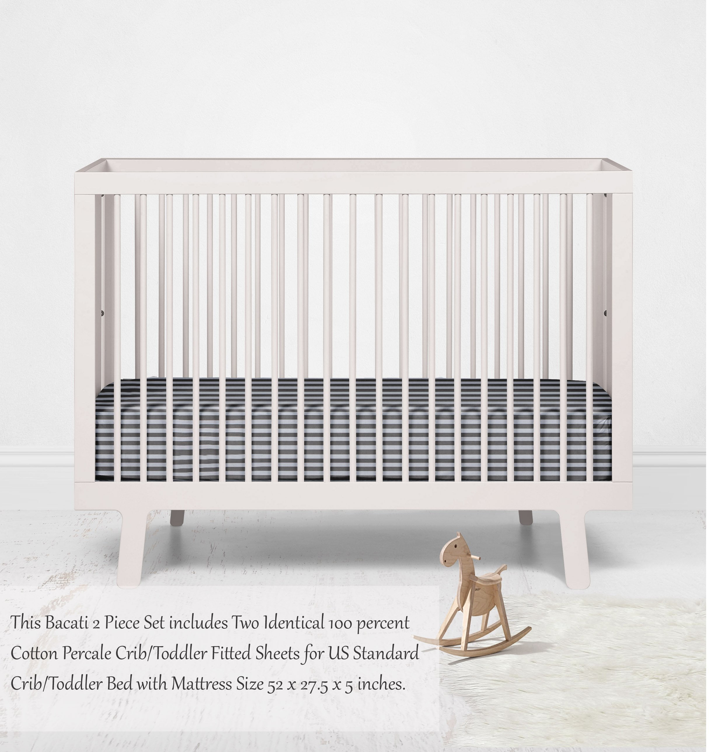 Pin Stripes 100% Cotton Percale Crib or Toddler Bed Fitted Sheet