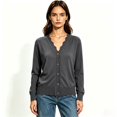 thumbnail image 2 of Women's V-Neck Button Down Long Sleeve Knit Cardigan, Lightweight Soft Layering Front Sweaters,Size S-2XL, 2 of 6