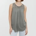 thumbnail image 2 of GDREDA Débardeurs Courts pour Femmes Grande Taille Sans Manches en Dentelle Plissée Col Rond Décontracté Gris,S, 2 of 4
