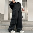 thumbnail image 2 of KAUOD Girls Floor Cargo Jeans Oversized Pockets Baggy Wide Leg Streetwear Denim Pants Teen Kids High Waist Retro Jeans, 2 of 5