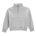 thumbnail image 4 of Xdegoge Sweatsuits for Girls Long Sleeve Quarter Zip Stand Collar Sweatshirts with Thumb Hole Elastic Waist Pockets Joggers Casual Loose Plain Athletic 2 Piece Set Outfits, 5-14 Years, 4 of 9