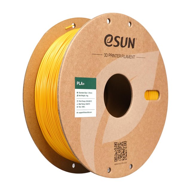 Filamento para impresora 3D eSun PLA+ de 1,75 mm, bobina amarilla de 1 kg