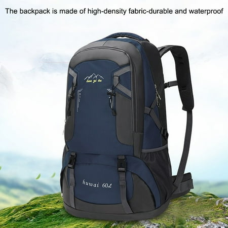 60L Backpacks Outdoor Camping Large Capacity Waterproof Sports Rucksacks Climbing Pack Fishing Trekking Foldable Storage Bag Dark Blue