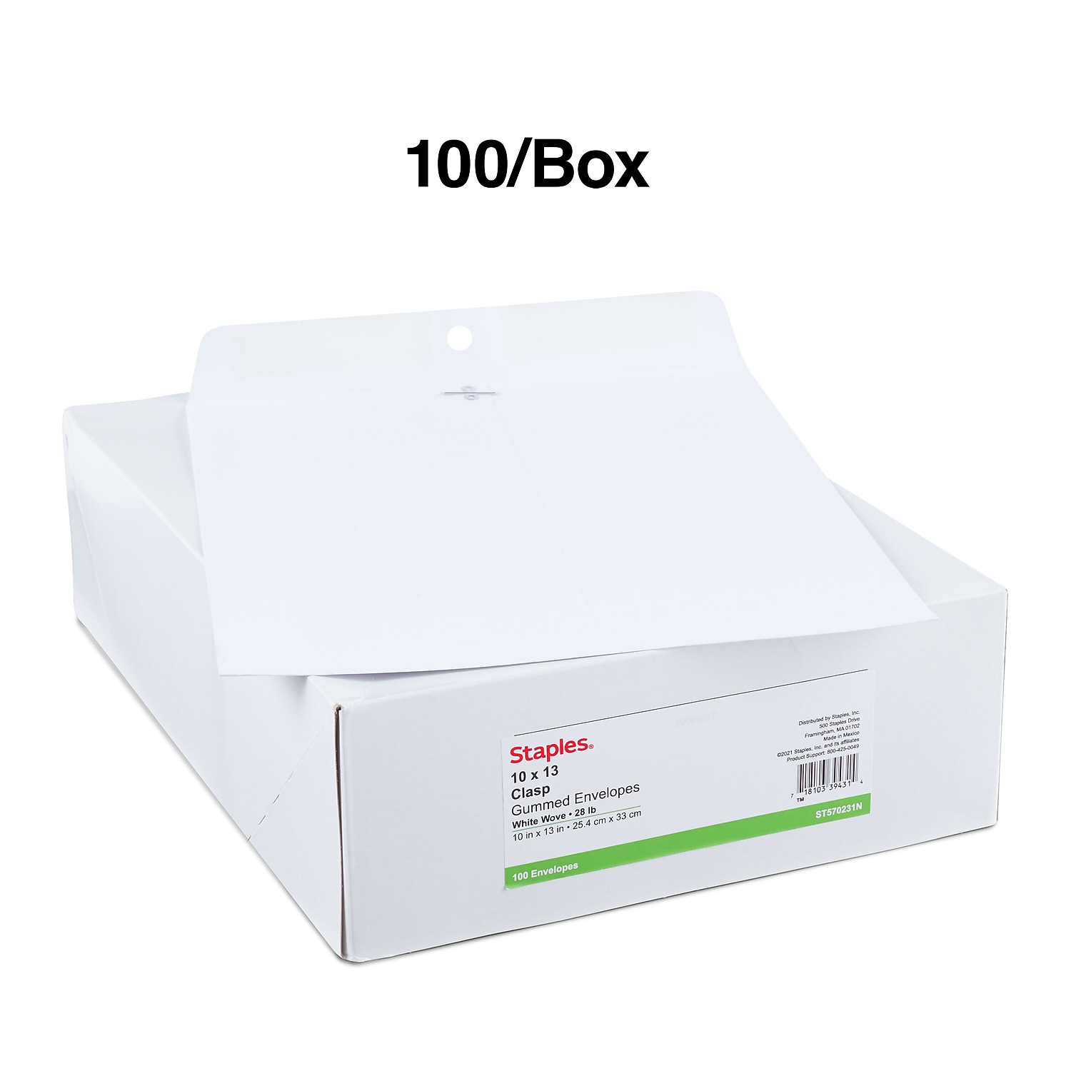 Staples Clasp & Gummed Catalog Envelopes 10"L x 13"H Bright White 200/Carton ST570231N-CCVS