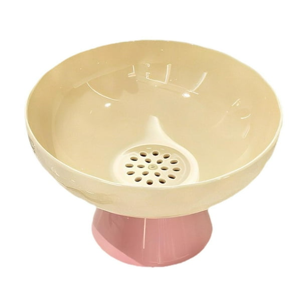Frutero elevado con orificios de drenaje y soporte para verduras, resistente para la mesa del comedor. Amarillo