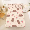 thumbnail image 5 of Erosebridal Kawaii Rodent Animal Capybara Queen Sheet Sets,Sweet Fruit Red Strawberry Bed Set For Kids Girls 4-Piece, 5 of 6