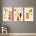 thumbnail image 4 of Boho Wall Art Set of 3, Minimalist Abstract Boho Sun Poster Sunrise Women Palm Leaf Wall Decor Bohemian Poster Mid Century Modern Arts Print Pictures for Aesthetic Room Bedroom 12x16 inch Unframed, 4 of 6