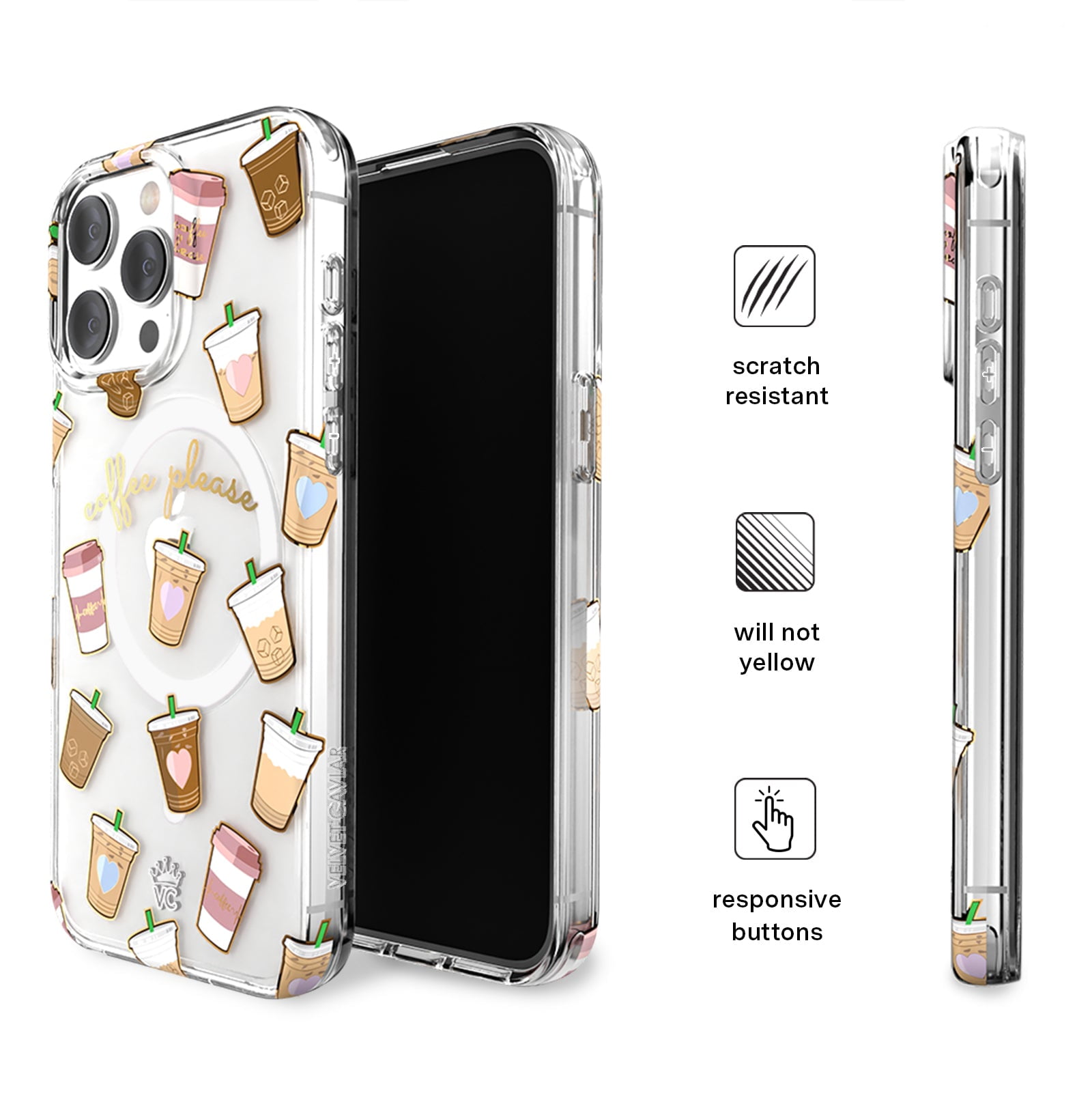 VELVET CAVIAR iPhone 15 Pro Case Compatible with MagSafe - Cute Clear Protective Phone Cases for Women - Coffee First