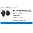 thumbnail image 2 of Rear Upper Shock Mount Set - 2 Piece - Compatible with 2001 - 2005 BMW 325i 2002 2003 2004, 2 of 2