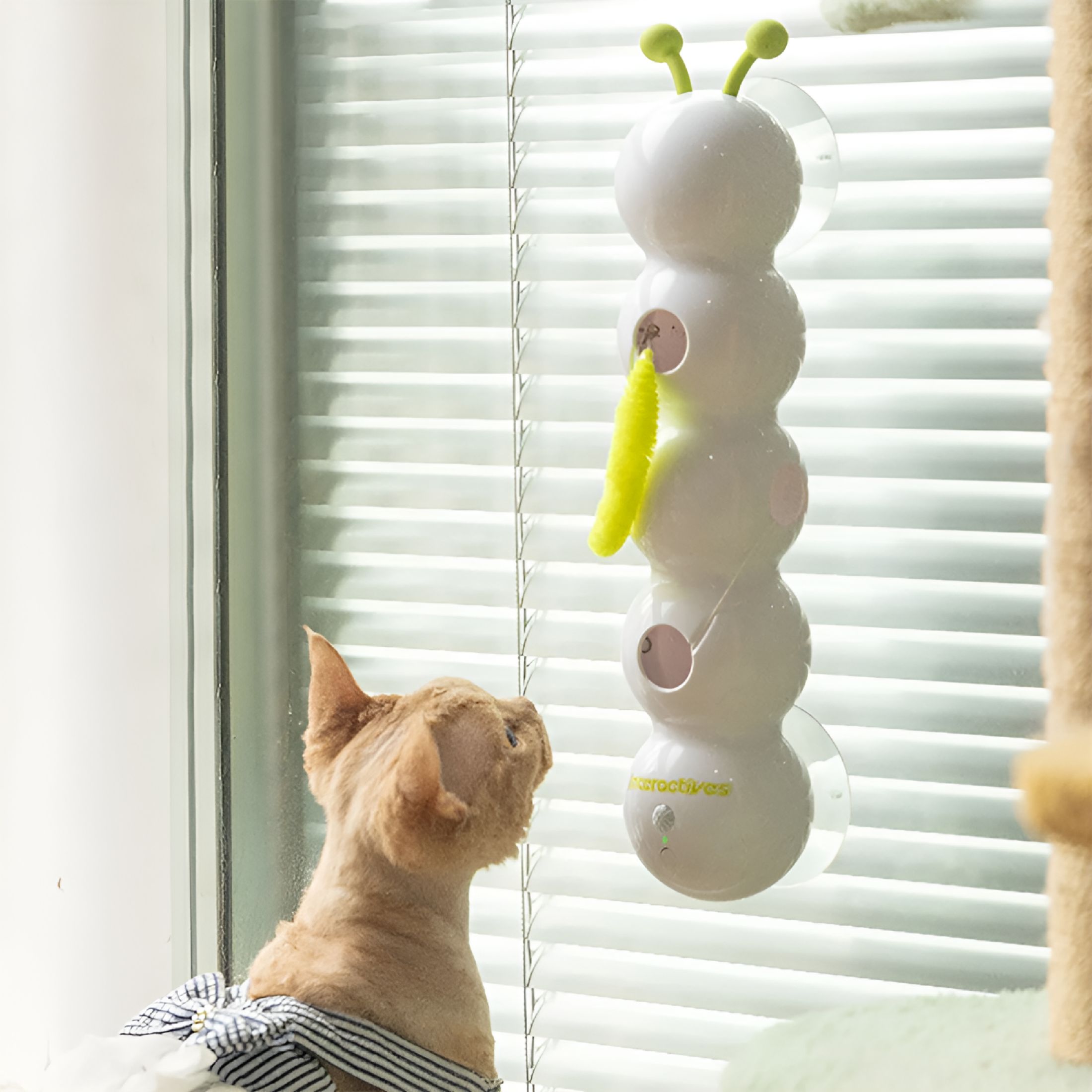 BESTSKY 2026 New Smart Motion Cat Toy with Worm Design for Indoor Cats,Wall&Window Mounted Cat Toys for Hunting,Jumping,Interactive Play,Realistic Wiggle Motion,Promotes Exercise&Mental Stimulation