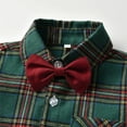 thumbnail image 4 of Gunia Toddler Boy Christmas Outfit Plaid Long Sleeve T Shirt Tops Suspender Pants Child Kids Tuxedo Suit For Holiday Party, 4 of 6