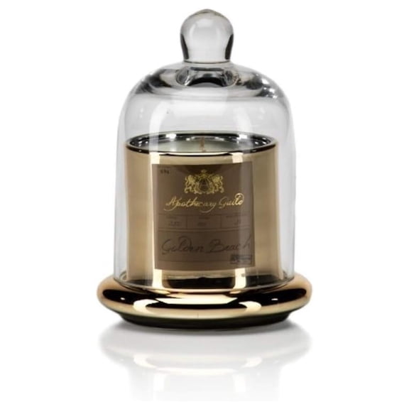 Golden Beach Scented Candle in Glass Jar with Cloche, Small