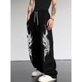 thumbnail image 3 of Men's Large Japanese Dragon Print Baggy Gothic Sweatpants Y2k Pants Mens Goth Graphic Pants Streetwear Relaxed Wide Leg Casual Joggers for Skate Street Outings, 3 of 5