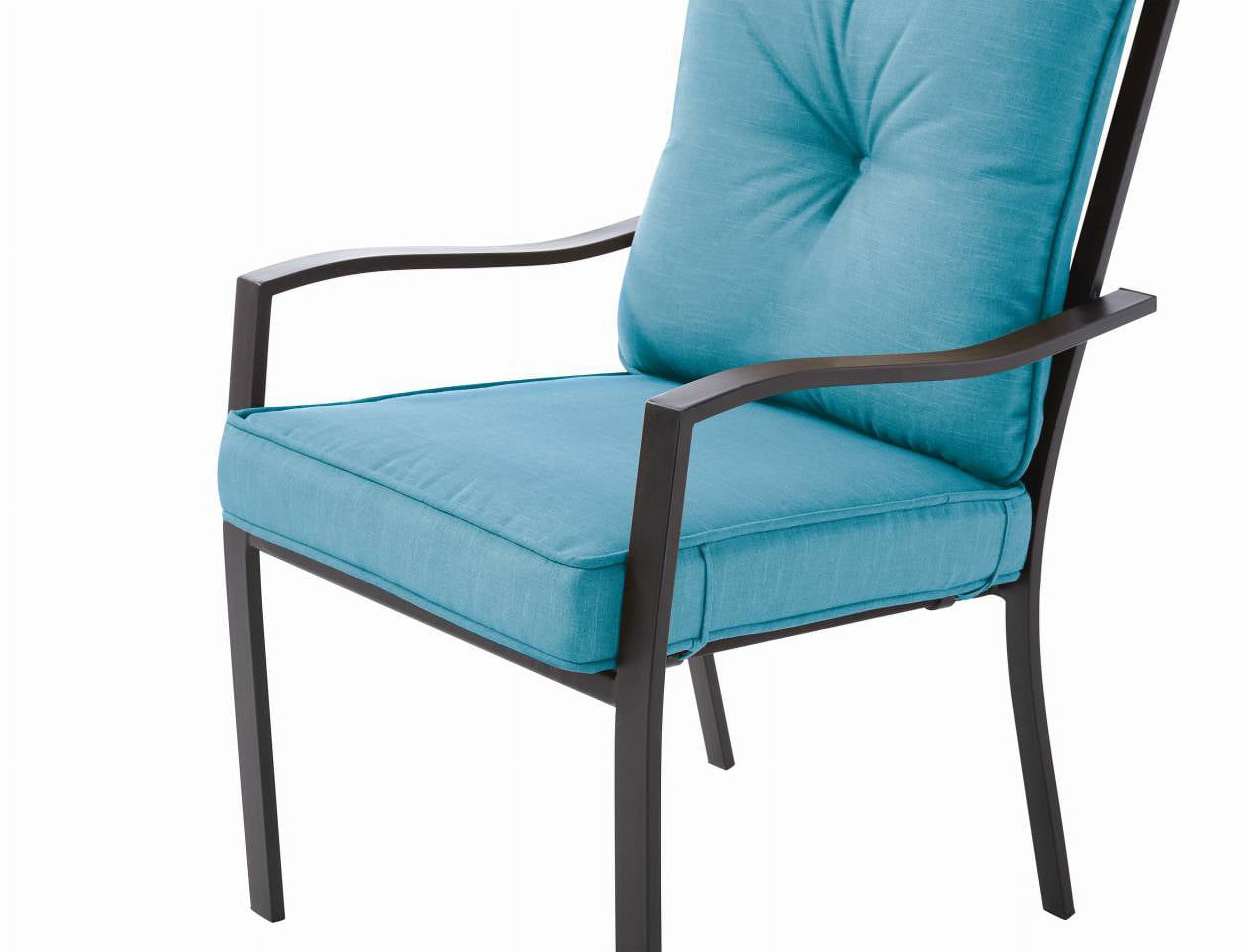 Mainstays forest Hills 5-Pieces Metal Outdoor Patio Dining Set with Cushions, Matte Espresso/Teal