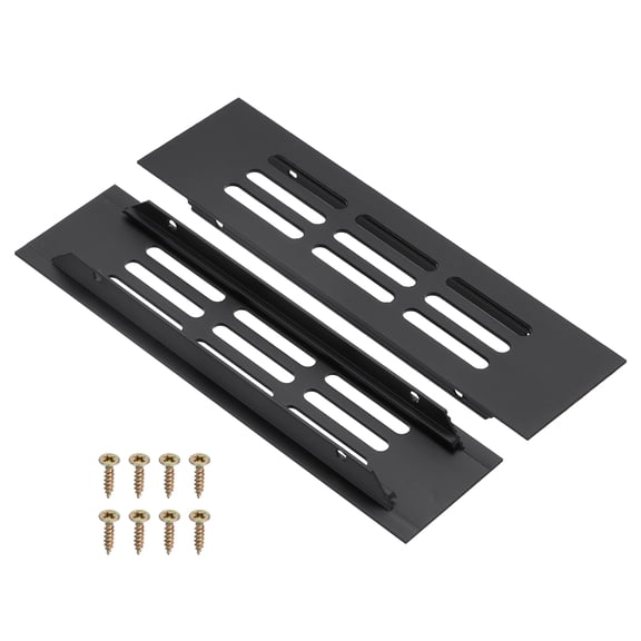 Uxcell 2 Pcs Door Air Vent Cover, 6 x 1.7 (Outer Dimensions) Inch Aluminum Louvered Ventilation Grille Rectangle Toe Kick Vent with Mounting Screws for Shoe Cabinet Wardrobe, Black