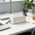 thumbnail image 4 of ZhangC Cream Polka Dot Pencil Case, Large Capacity Soft Quilted Storage Pouch, Multi-purpose Stationery Makeup Bag for Office, Home and Travel (2.7x8.2x4.3 Inch), 4 of 6