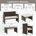 thumbnail image 3 of Gymax 6 PCS Patio Furniture Set w/ 1 Loveseat 1 Coffee Table 2 Armchairs 2 Ottomans White, 3 of 7