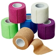 MEDca Self-Adherent Cohesive Compression Bandages, 2" x 5 Yards, 6 Count, Rainbow Colors