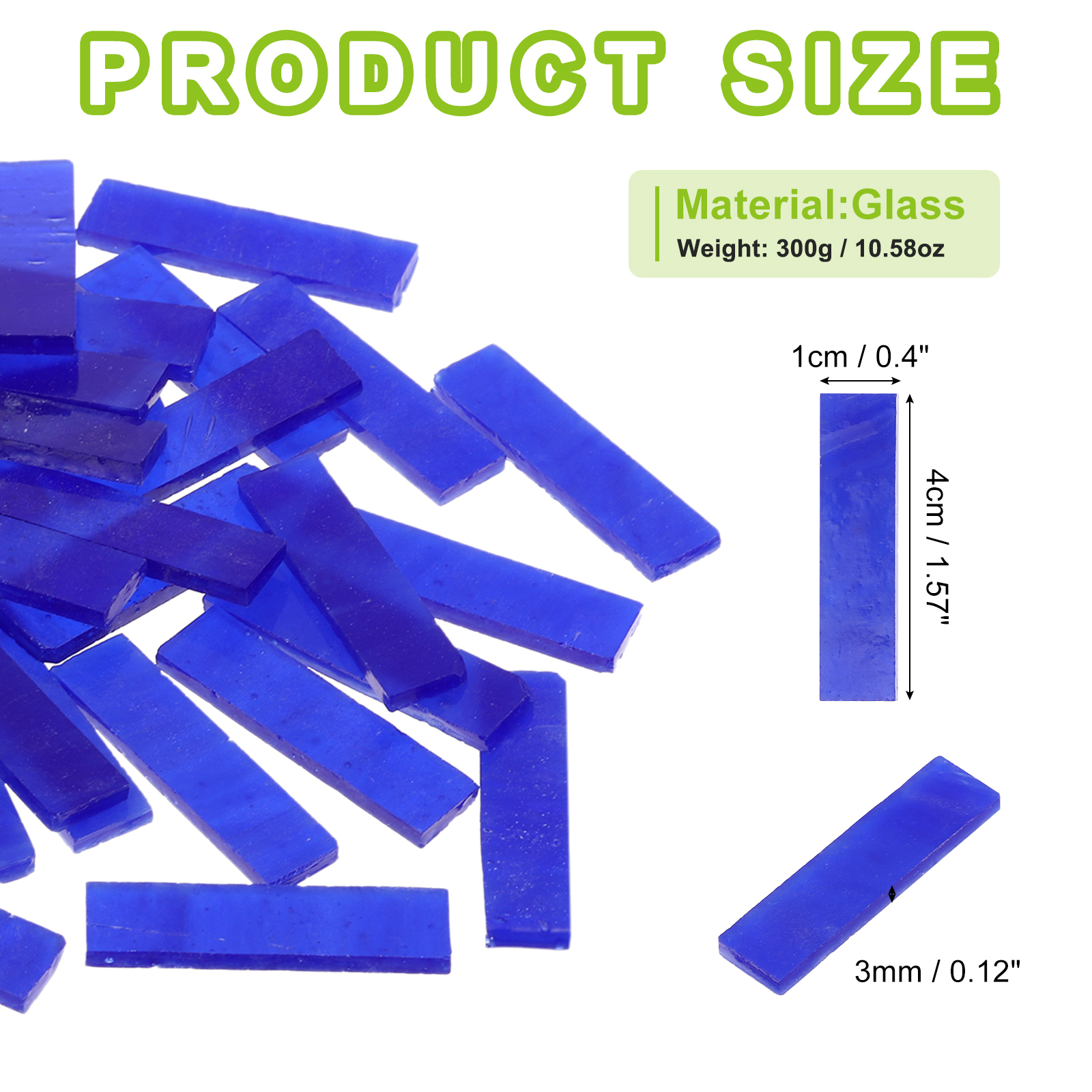 Stained Glass Strip, Sapphire Blue Mosaic Tiles 300g/10.58 oz