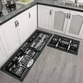 thumbnail image 4 of Funny Kitchen Rugs and Mats for Floor 2 Piece Set Non-Slip Kitchen Rules Mat Washable Black Kitchen Rug Runner Decor, 4 of 5