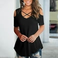 thumbnail image 2 of Women's Off Shoulder Casual T-Shirts Breathable Summer Short Sleeve Tops Comfortable Fashion Tees for Daily Wear, 2 of 2