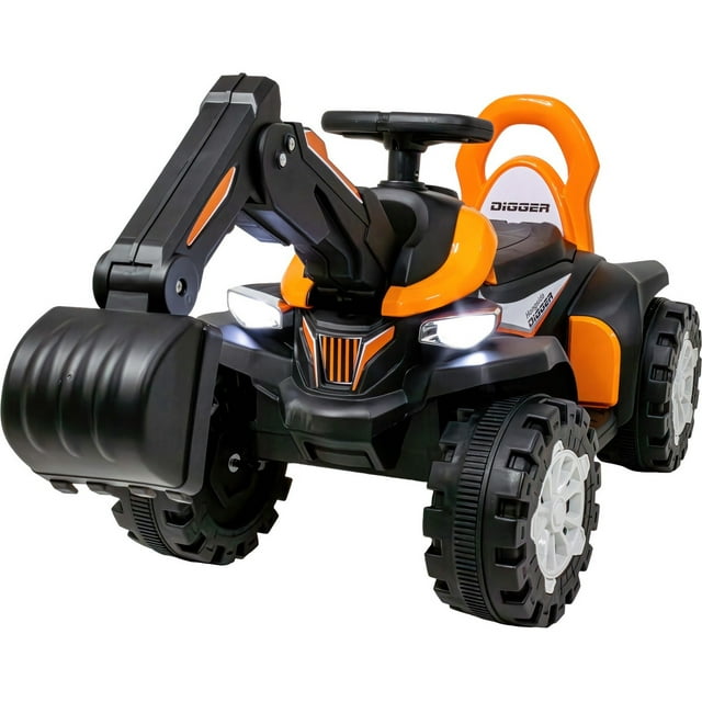 Excavadora Montable Eléctrica 6v Little Monkey Niño Naranja Musical Luz
