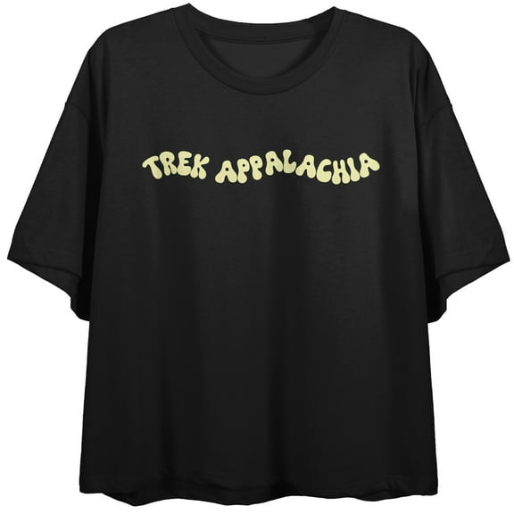 Trek Appalachia Forest & Waterfall Women's Black Crew Neck Short Sleeve Crop Top-Medium