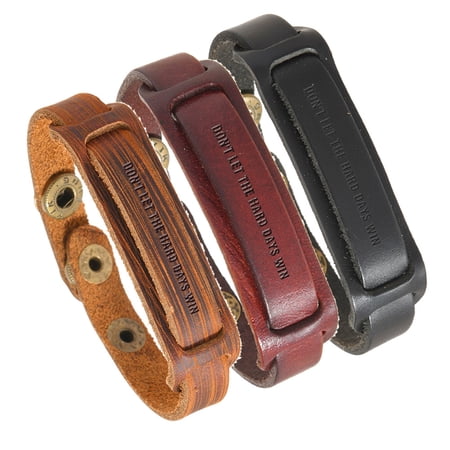 Don't Let The Hard Days Win Bracelet for Men,Adjust Leather Motivational Bracelets Mental Health Awareness Gift Encouragement ID Bangle for Him Brother Son BF Husband