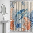 thumbnail image 6 of Sea Corals Turtle Bathroom Shower Curtain, Summer Beach Sea Stars Retro Linen Texture Waterproof Washable Soft Bath Curtain for Bathtub Decor with 12 Hooks&Grommet, 36x72 Inch, 6 of 9