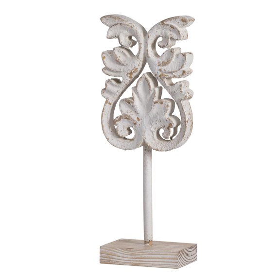 A&B Home Distressed White Leaf Wooden Statue 6.3" x 3.7" x 16.9"