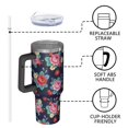 thumbnail image 4 of 40oz Pioneer Flower Floral Print Pattern Insulated Tumbler with Handle, BPA-Free Leak Proof Lid and Straws, Double Wall Vacuum, Hot 12h/Cold 34h, 4 of 6