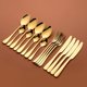 thumbnail image 4 of Juego de cubiertos dorados, tenedores, cuchillos, cucharas, cubiertos de acero inoxidable, juego de vajilla, juego de cena dorado, vajilla completa, cuchara dorada, nuevo, 4 of 5