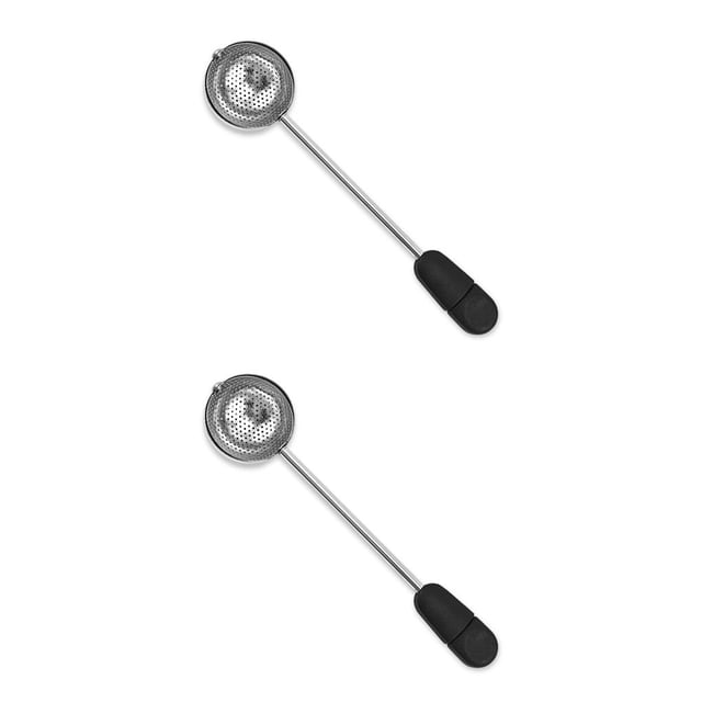 Infusor de té giratorio Inteprter acero inoxidable colador de malla reutilizable Negro 2piezas CBP164284