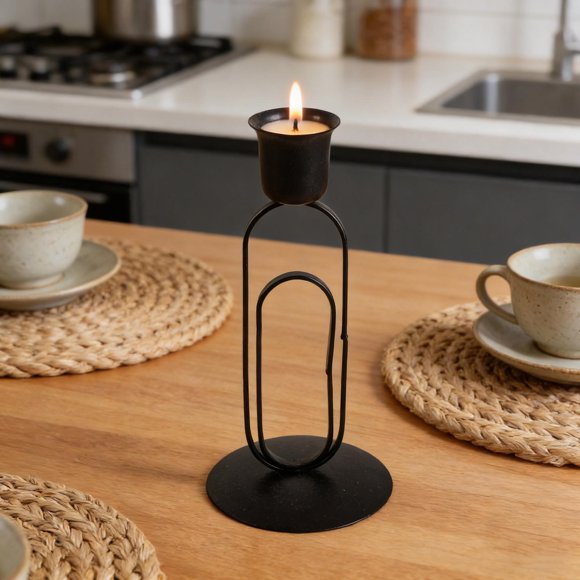 CRAFTHROU Iron Candle Stand Negro Resistente Para Usar Con Candelas Taper Y Pillar En