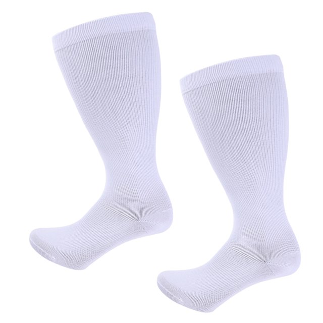 CSChome Chaussettes de Sport 1 Paire Sport Grande Compression Haute Élasticité Grande Taille Mi-Tube Respirant Doux Antidérapant Couleur Unie Course Randonnée