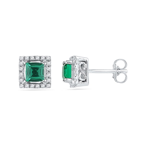 Gem And Harmony 3/4 Carat (Ctw) LabCreated Emerald Earrings in 10K