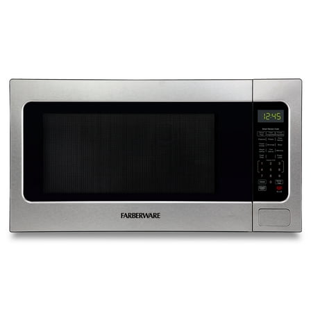 Farberware Countertop Microwave 1100W Watts, 2.2 cu ft - Microwave Oven With Smart Sensor, LED Lighting, Child Lock - For Apartments and Dorms - Easy Clean - Stainless Steel