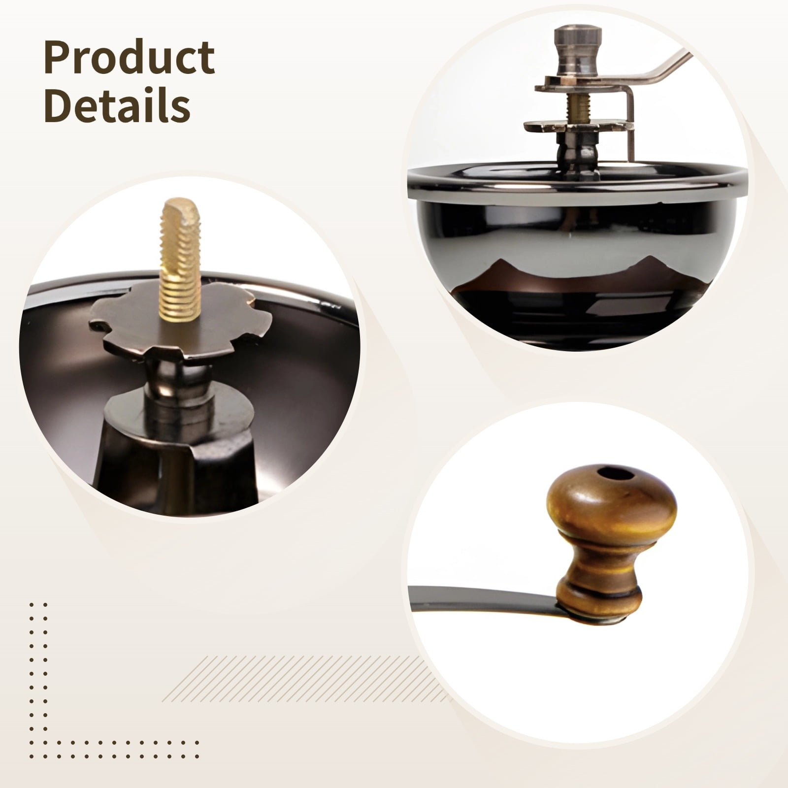 French Press Coffee Grinder Set - Metal & Wood Design, Burr Grinder & French Press for Smooth Coffee, Ideal for Home & Camping, Coffee Table Decor, 7.9 x 5.1 x 2.6 inches