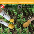 thumbnail image 3 of 1 Pair Gardening Gloves for Men Women, Rose Pruning Gloves Thorn Proof, Adjustable Cuff, Long Leather Cowhide Garden Gloves Gifts & Tools for Gardener Yard Work, 3 of 8