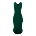 thumbnail image 4 of Sexlip Womens V Neck Sleeveless Slim Bodycon Split Midi Dress Stretchy Fascinating Cocktail Party Outfit Green XXL, 4 of 5