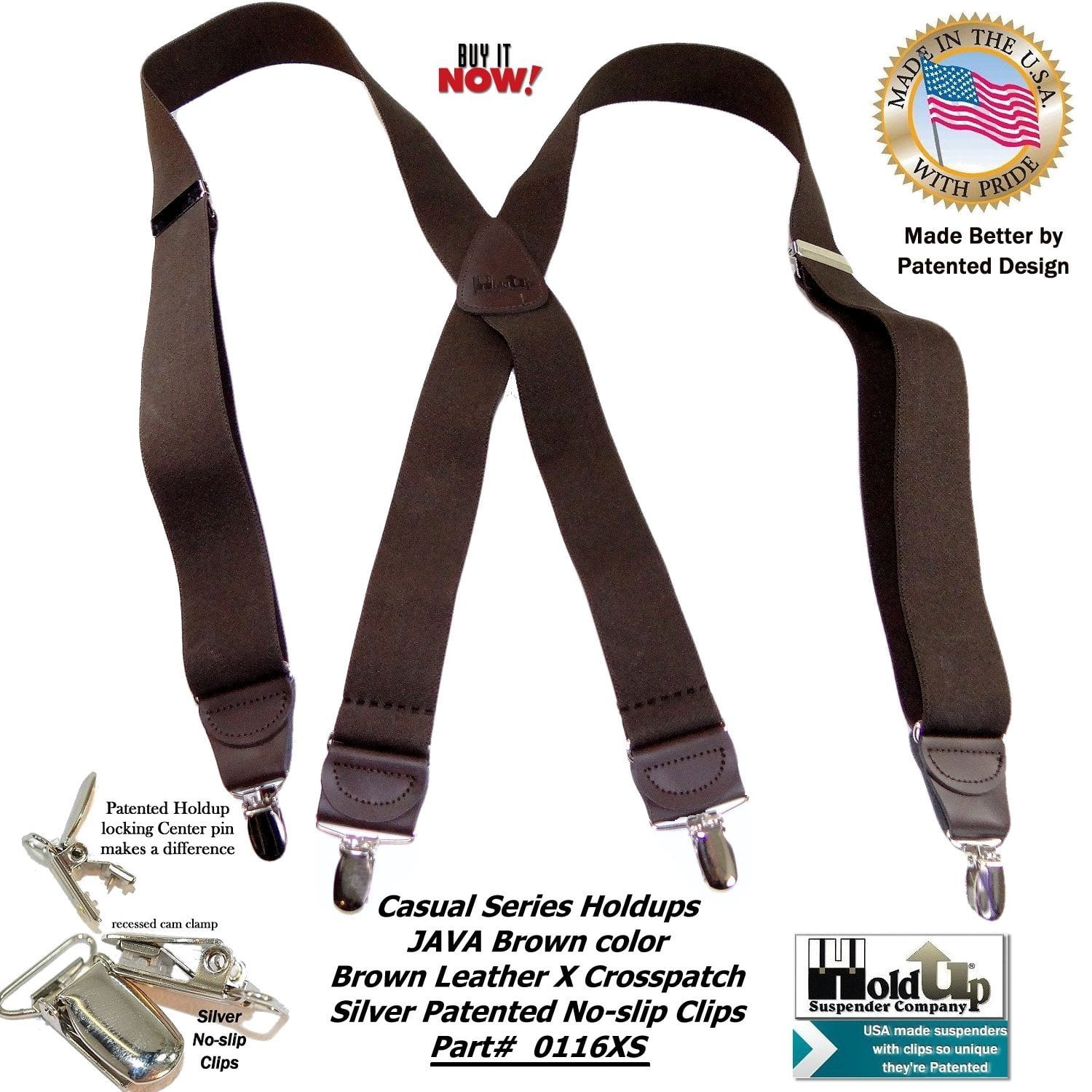Holdup Brand Taupe and Tan Jacquard weave Y-back Suspenders with patented No-slip Gold-tone Clips Holdup Suspender Company Inc 3005YG
