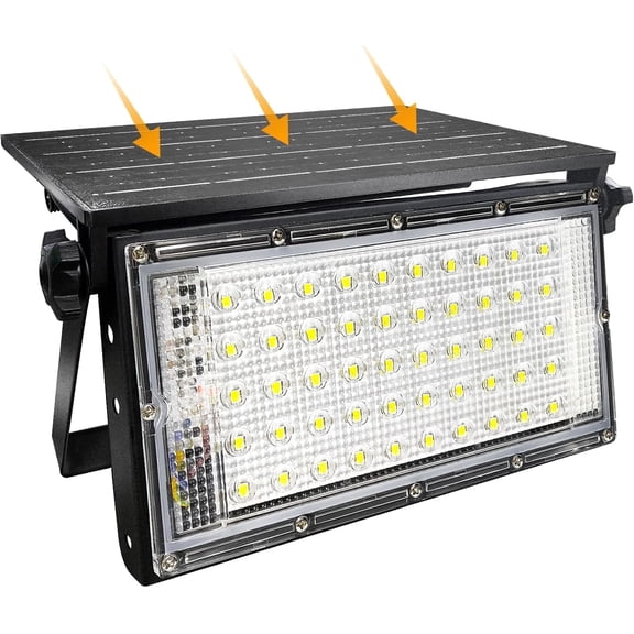 INDMIRD 50W Solar Flood Lights Outdoor with Remote Control Dimmable, Waterproof Super Bright Solar Powered Flood Lights for Porch Patio Garage